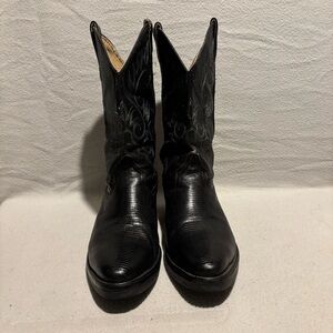 Silver Cow Mens Western Boots Pull On Black Sz 9-9.5 Thick Sole